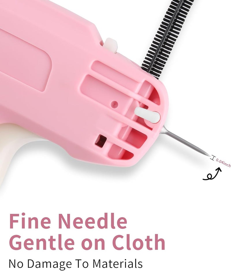 BLK8IGHT Stitch Gun for Clothing, Mini Sewing Stitch Tagging Gun for Clothes, Stitch Gun Quick Clothing Fixer with 6 Needles, 1000 Black & 1000 White Micro Fasteners & 1 Hard Carrying Case （Pink） - Image 3